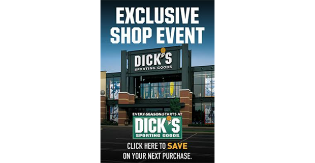 20% Off at DICK'S (valid 3/3/2023 - 3/6/2023)