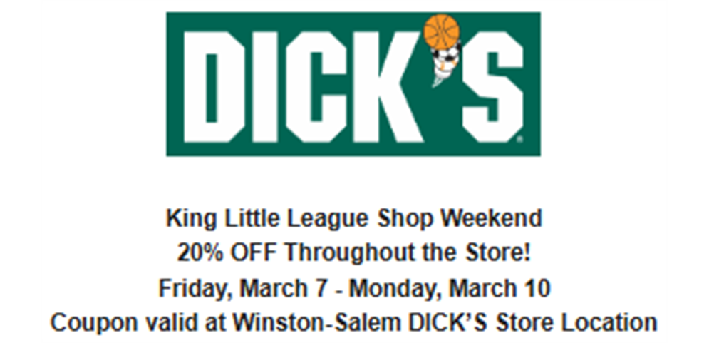 20% Off at DICK'S valid 3/7/2025 thru 3/10/2025